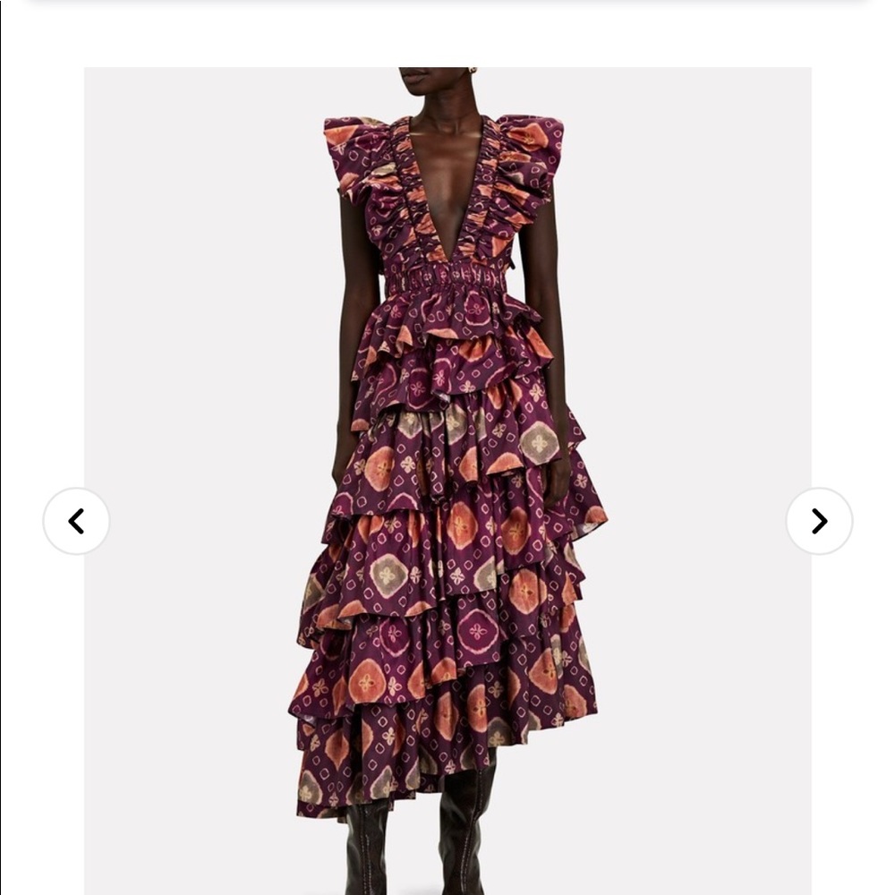 Ulla Johnson Viola Printed Ruffled Midi Dress - 2